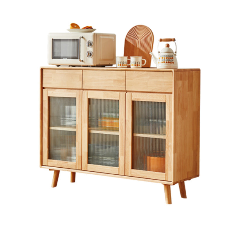 Contemporary Display Stand Rubber Wood Storage Cabinet for Dining Room