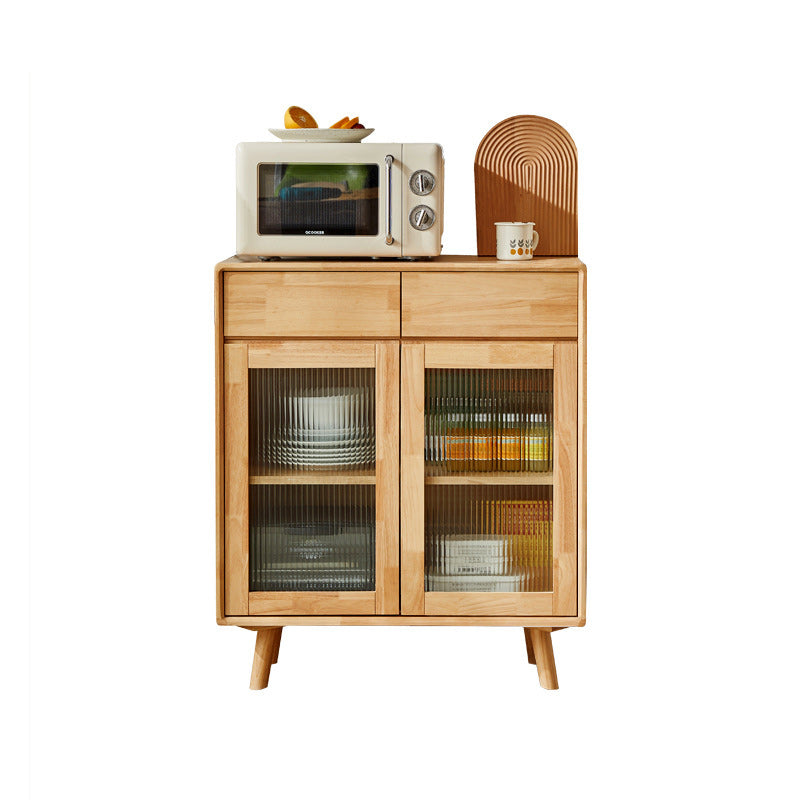 Contemporary Display Stand Rubber Wood Storage Cabinet for Dining Room