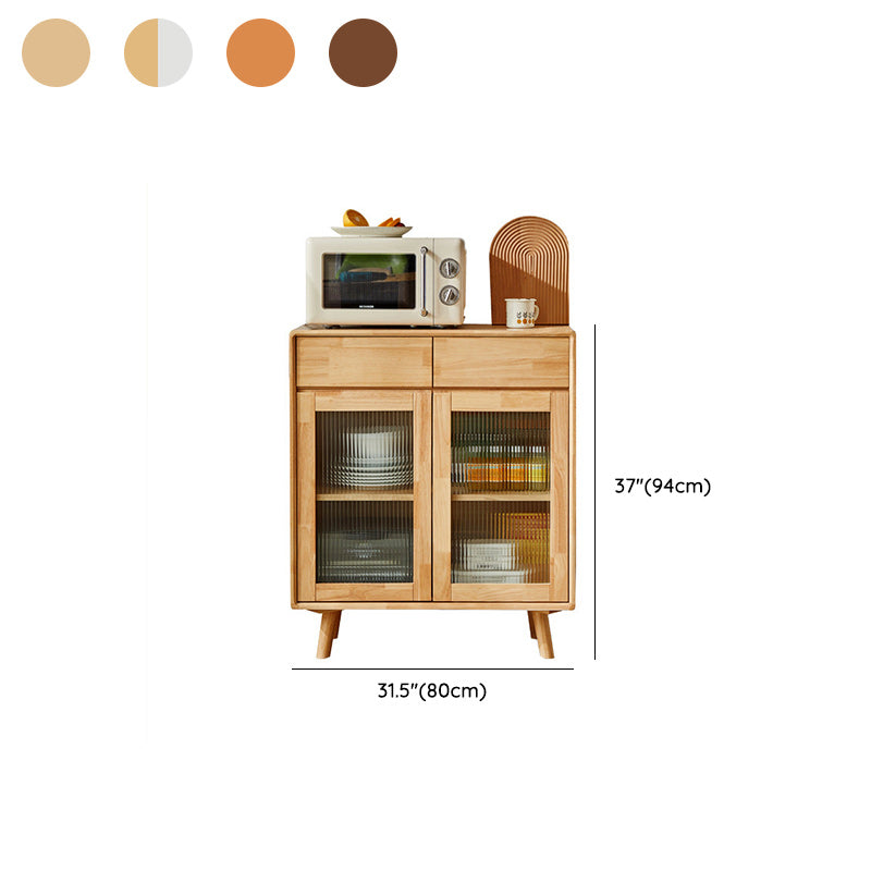 Contemporary Display Stand Rubber Wood Storage Cabinet for Dining Room