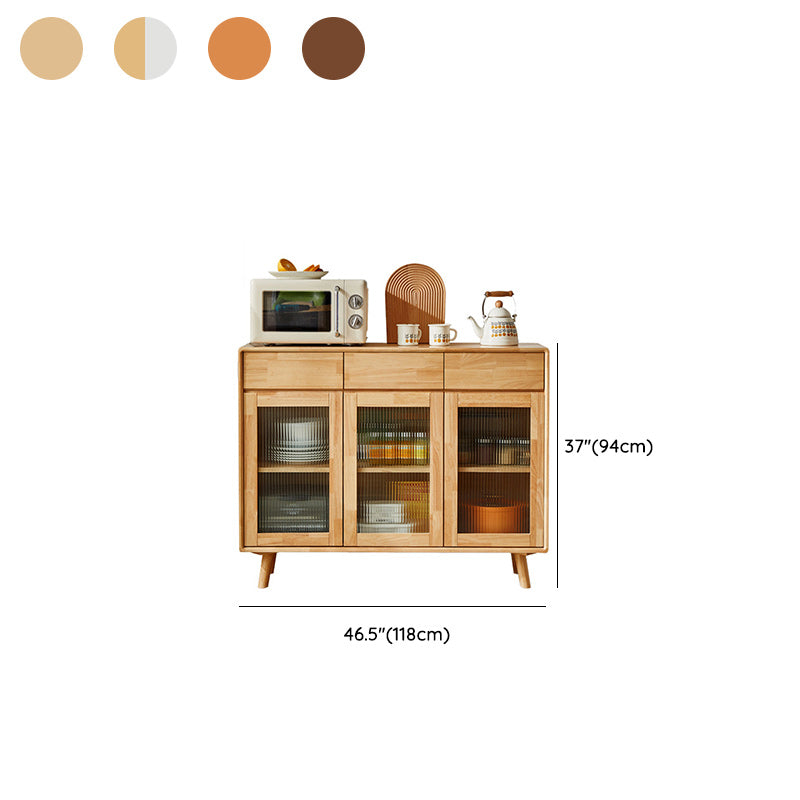 Contemporary Display Stand Rubber Wood Storage Cabinet for Dining Room