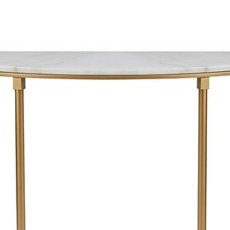 Modern Half Moon Console Table Stone Console Sofa Table in Gold