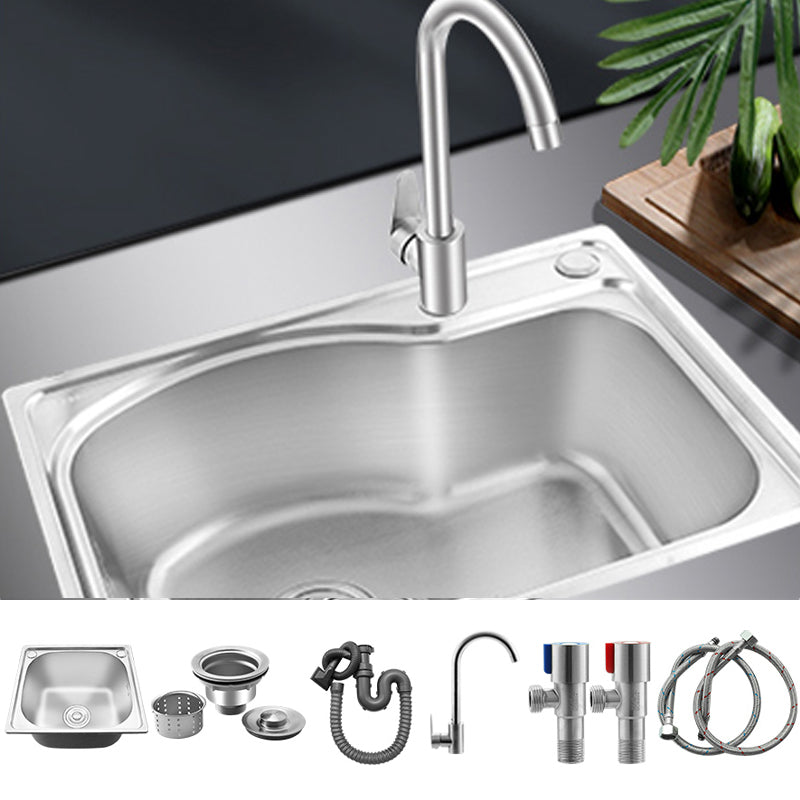 Modern Bar Prep Sink Stainless Steel with Faucet Workstation Ledge