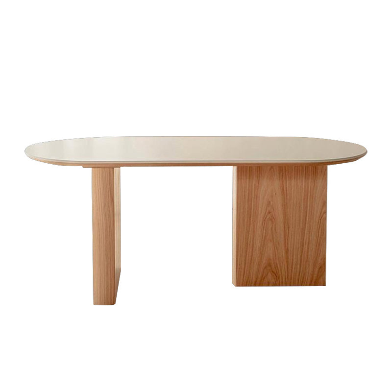 Oval Shape Modern Style Office Desk Wooden Task Desk with 2-Legs for Home