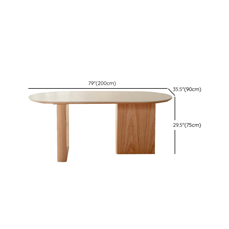 Oval Shape Modern Style Office Desk Wooden Task Desk with 2-Legs for Home