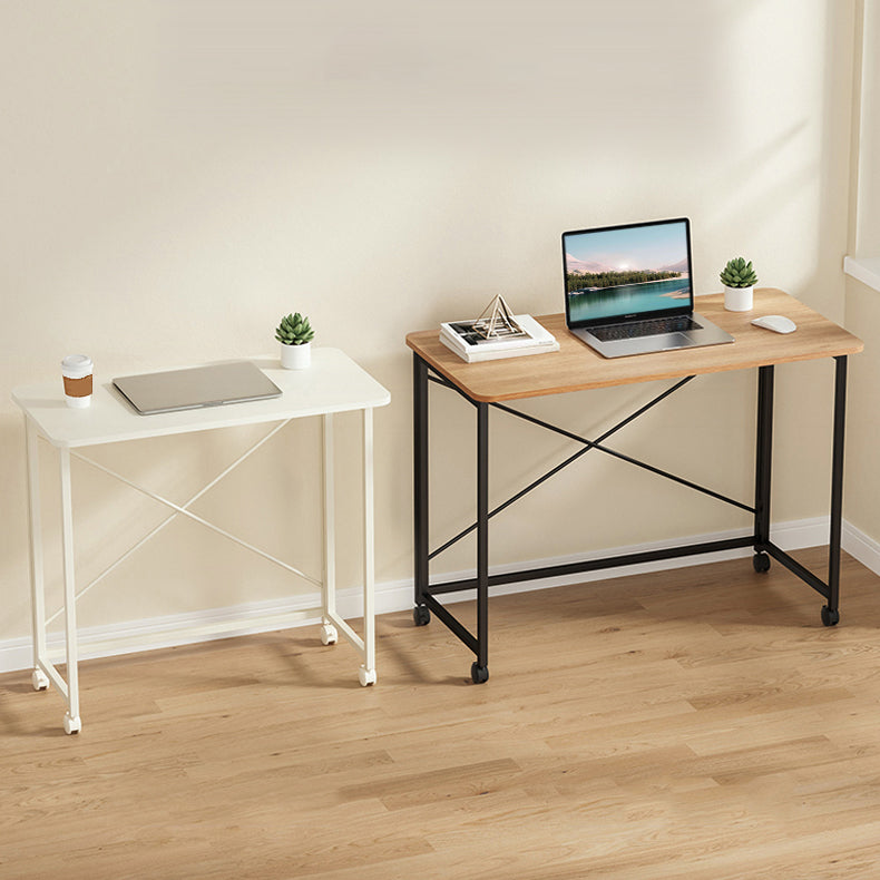 Contemporary Wooden Office Desk Steel 29.53-inch Tall Writing Desk with H-Shape Base