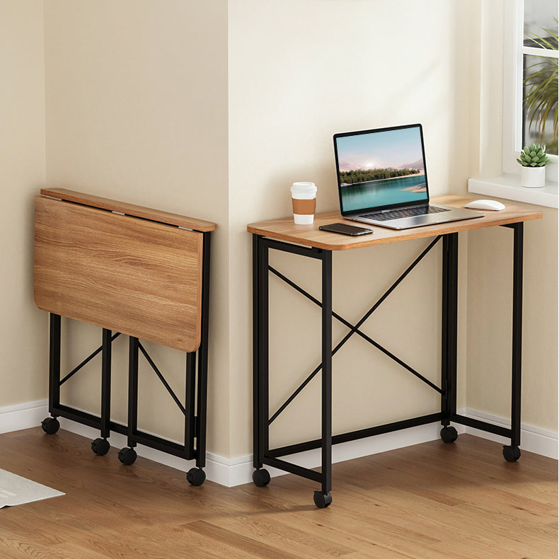 Contemporary Wooden Office Desk Steel 29.53-inch Tall Writing Desk with H-Shape Base