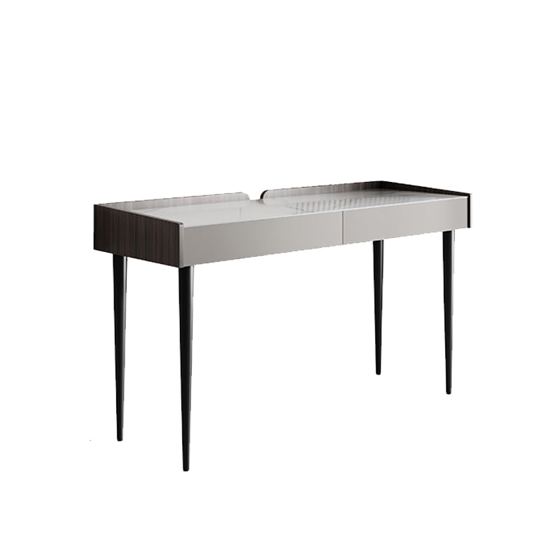 Modern Style Office Task Desk Rectangular Shape Grey / Brown Writing Desk with 4-Legs