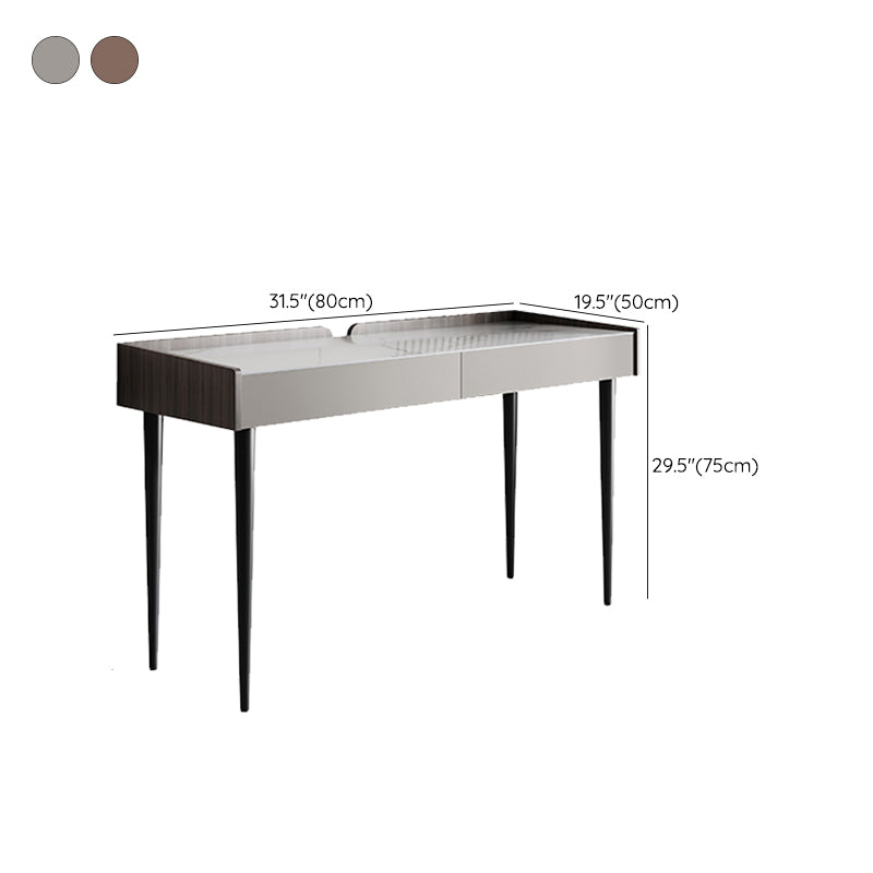 Modern Style Office Task Desk Rectangular Shape Grey / Brown Writing Desk with 4-Legs