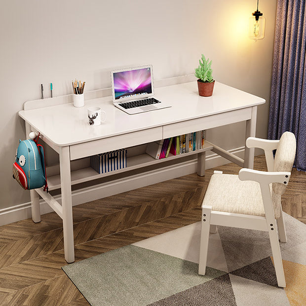 Modern Style Wooden Writing Desk Rectangular Shape Office Table with 2-Legs for Home