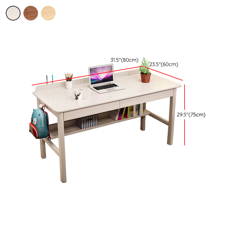 Modern Style Wooden Writing Desk Rectangular Shape Office Table with 2-Legs for Home