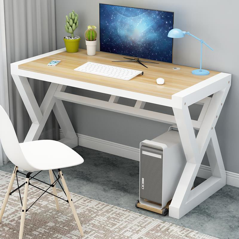 Wood Computer Desk Antique Finish Gaming Desk with Metal Legs