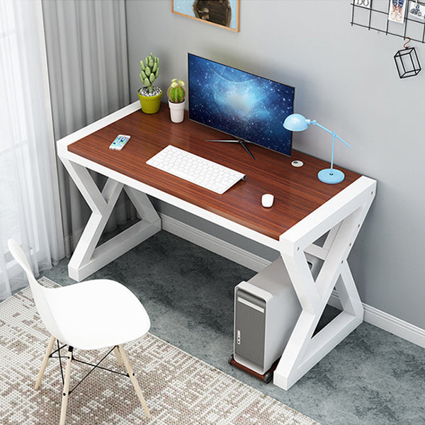 Wood Computer Desk Antique Finish Gaming Desk with Metal Legs