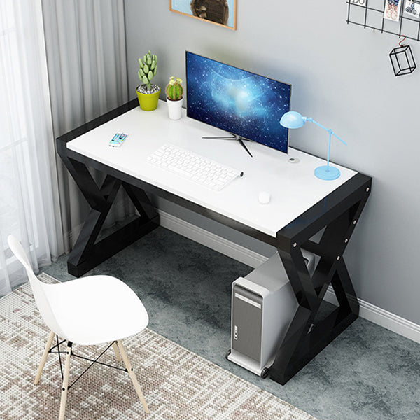 Wood Computer Desk Antique Finish Gaming Desk with Metal Legs