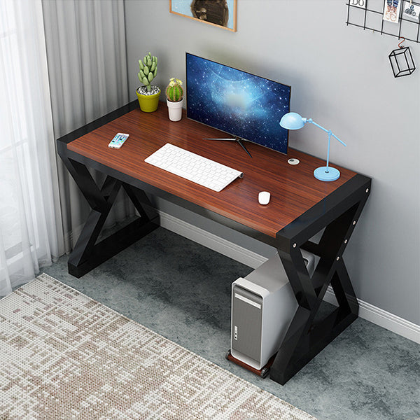 Wood Computer Desk Antique Finish Gaming Desk with Metal Legs