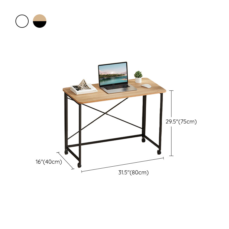 Contemporary Wooden Office Desk Steel 29.53-inch Tall Writing Desk with H-Shape Base