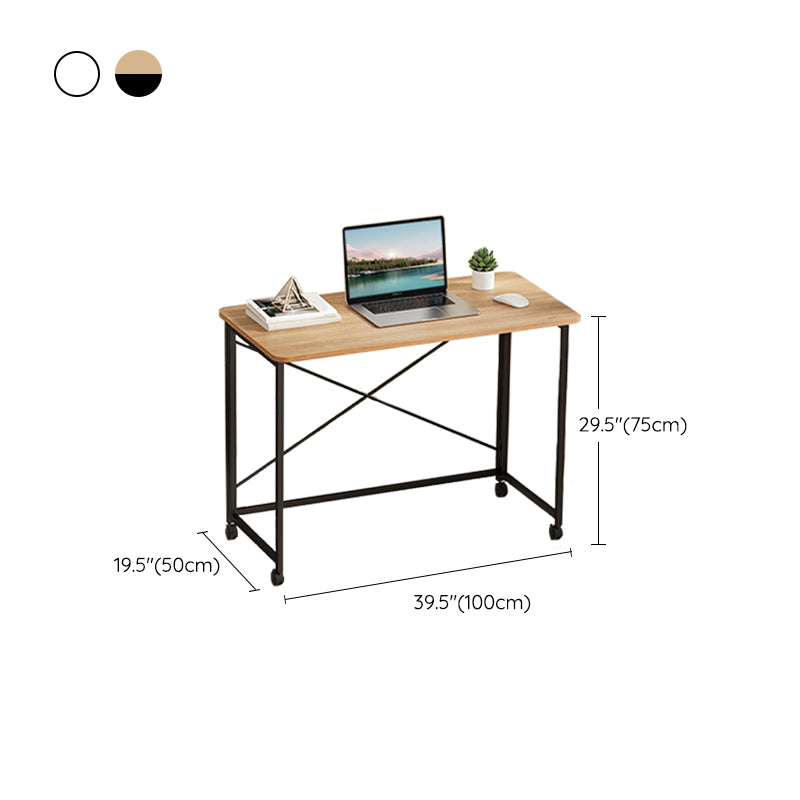 Contemporary Wooden Office Desk Steel 29.53-inch Tall Writing Desk with H-Shape Base