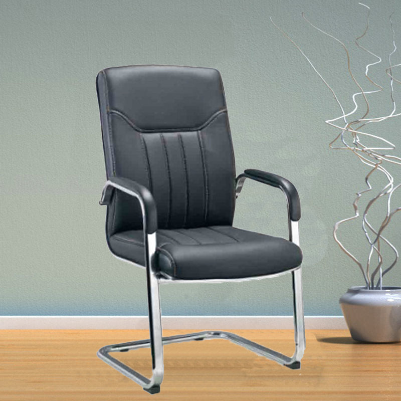 Faux Leather Managers Chair with Padded Arms Chrome Frame Office Chair