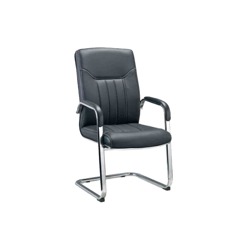 Faux Leather Managers Chair with Padded Arms Chrome Frame Office Chair