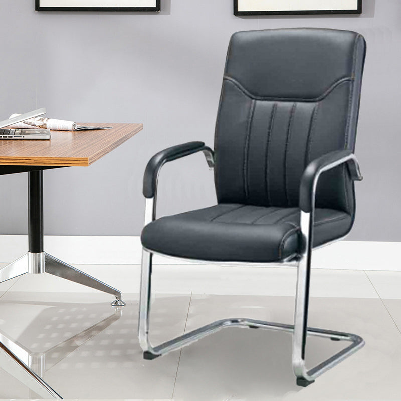 Faux Leather Managers Chair with Padded Arms Chrome Frame Office Chair