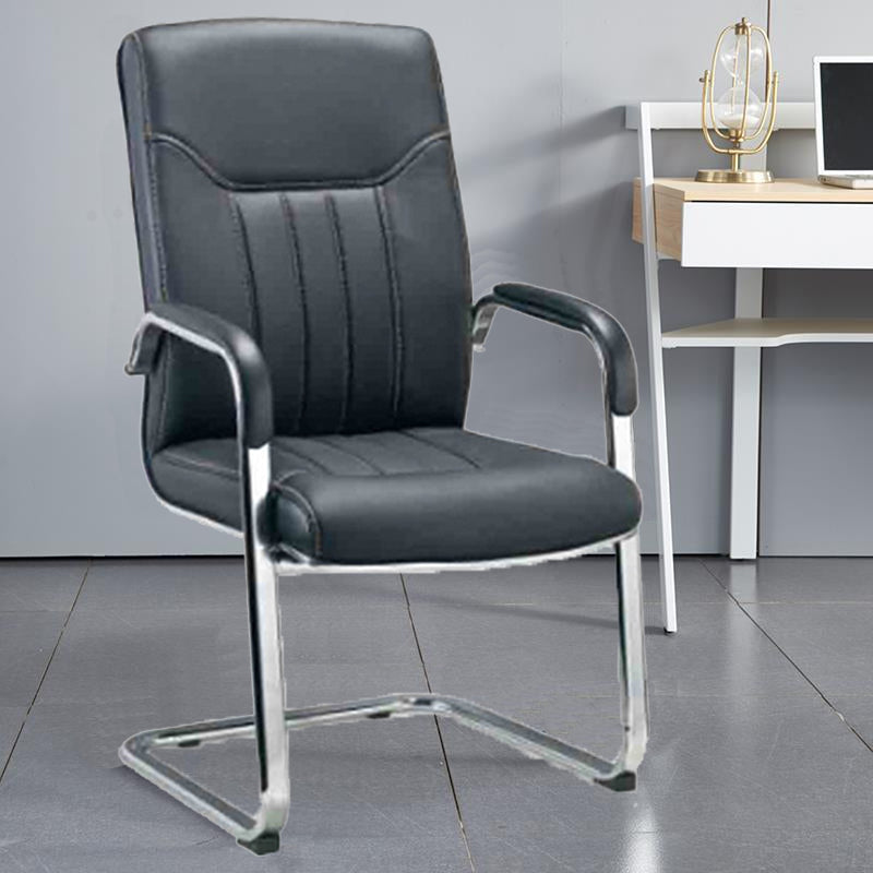 Faux Leather Managers Chair with Padded Arms Chrome Frame Office Chair