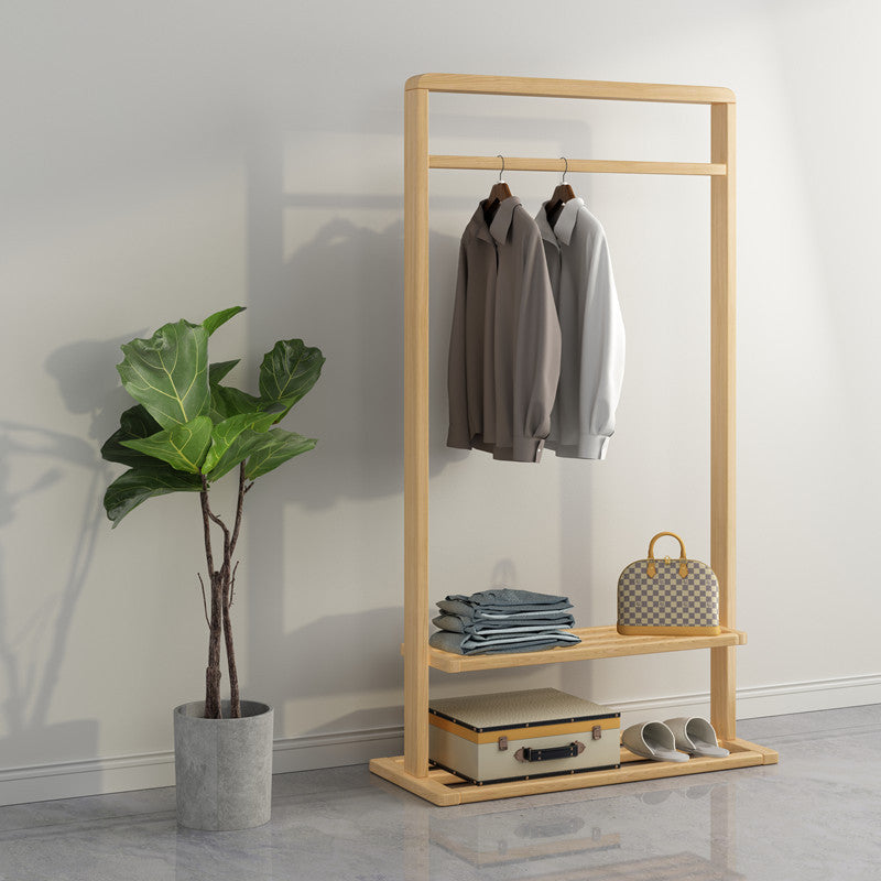 Wood Hall Tree Free Standing Coat Hanger with Storage Shelves , 62.99" H