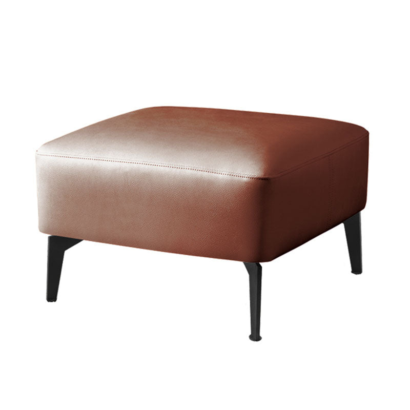 Glam Ottoman Faux Leather Stain Resistant Upholstered Square Ottoman with Legs