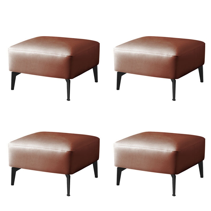 Glam Ottoman Faux Leather Stain Resistant Upholstered Square Ottoman with Legs