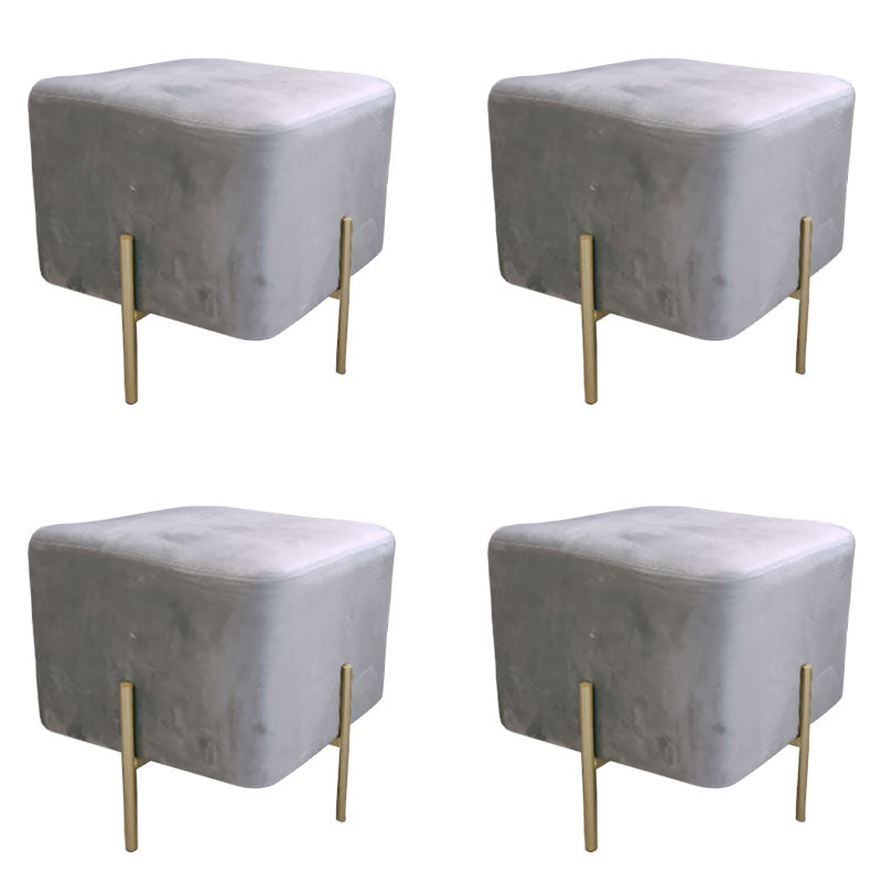 Modern Pouf Ottoman Velvet Upholstered Fade Resistant Square Ottoman with Metal Legs