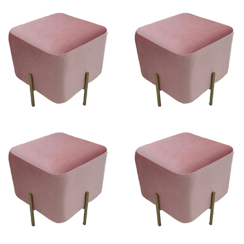 Modern Pouf Ottoman Velvet Upholstered Fade Resistant Square Ottoman with Metal Legs