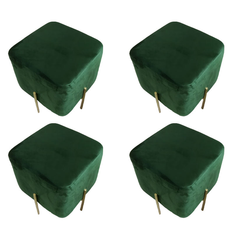 Modern Pouf Ottoman Velvet Upholstered Fade Resistant Square Ottoman with Metal Legs