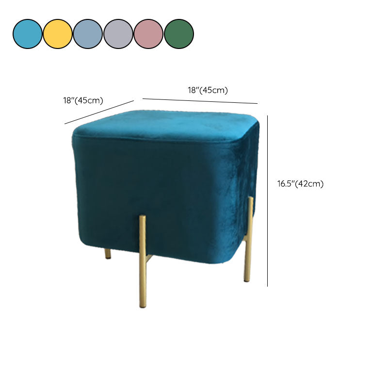 Modern Pouf Ottoman Velvet Upholstered Fade Resistant Square Ottoman with Metal Legs