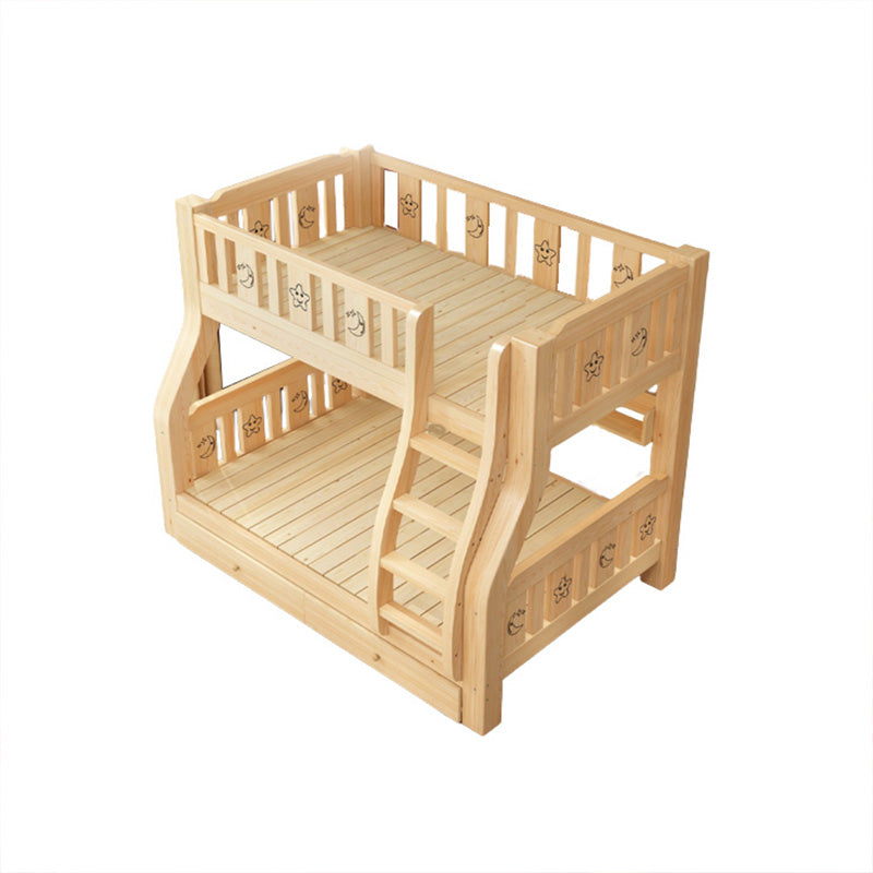 Contemporary Bunk Bed Solid Wood No Theme with Drawers with Guardrail Natural