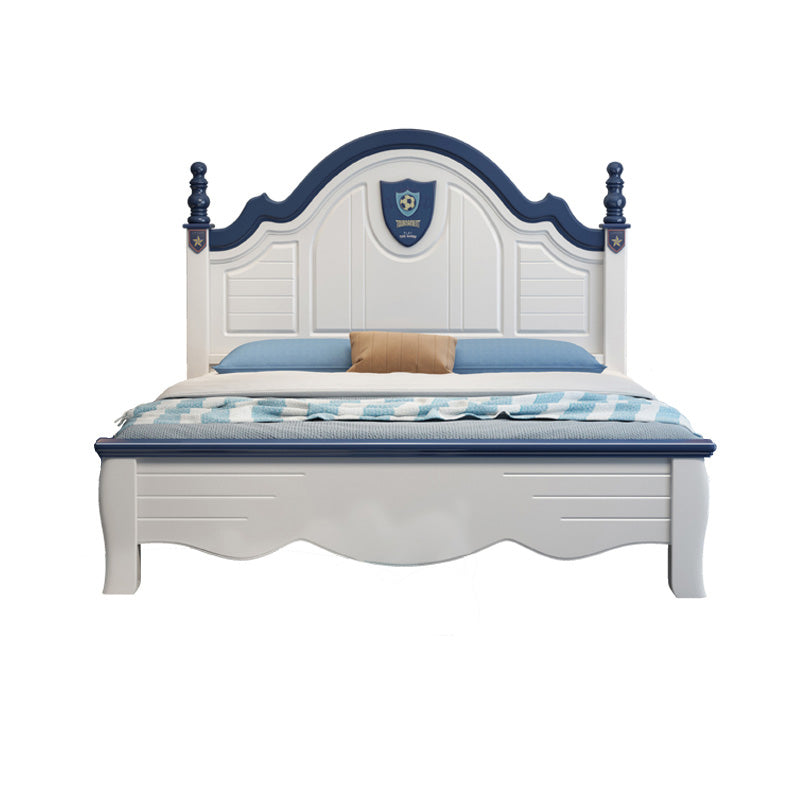 Contemporary Solid Wood Kids Bed Sports Panel Headboard White Storage Standard Bed