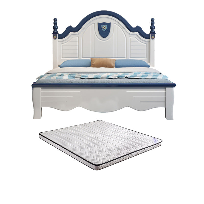 Contemporary Solid Wood Kids Bed Sports Panel Headboard White Storage Standard Bed