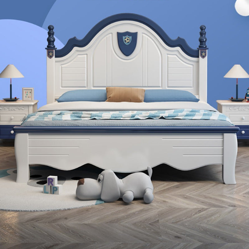 Contemporary Solid Wood Kids Bed Sports Panel Headboard White Storage Standard Bed