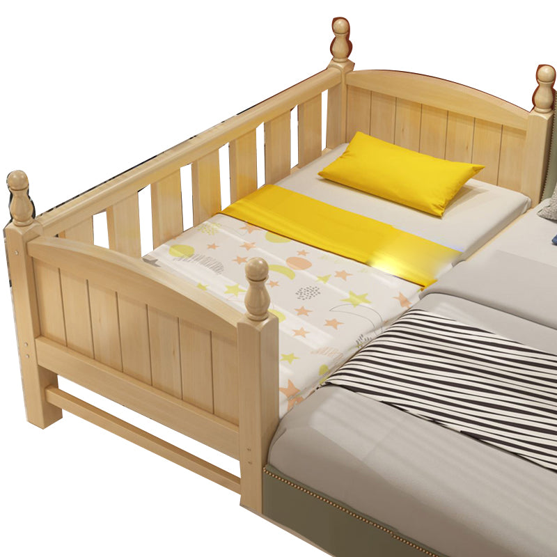 Contemporary Toddler Bed Solid Wood No Theme Natural Kids Bed with Mattress