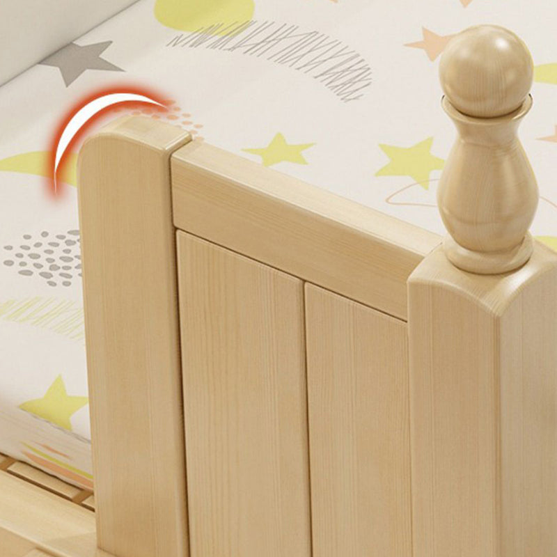 Contemporary Toddler Bed Solid Wood No Theme Natural Kids Bed with Mattress