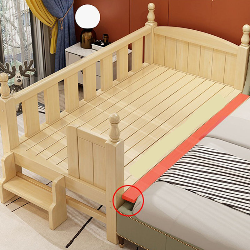 Contemporary Toddler Bed Solid Wood No Theme Natural Kids Bed with Mattress