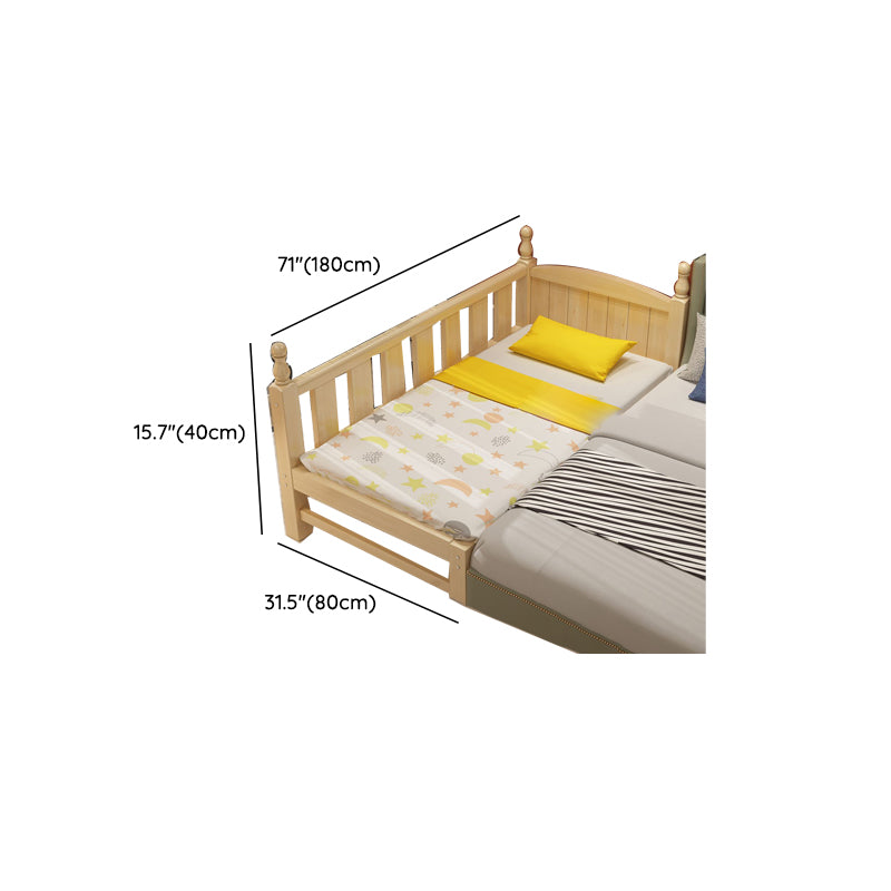 Contemporary Toddler Bed Solid Wood No Theme Natural Kids Bed with Mattress