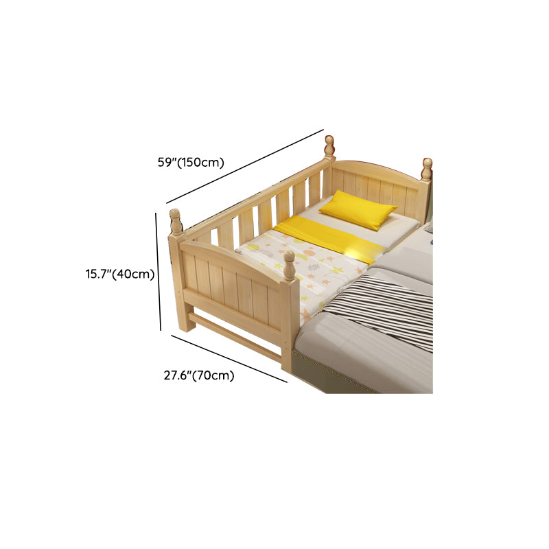 Contemporary Toddler Bed Solid Wood No Theme Natural Kids Bed with Mattress