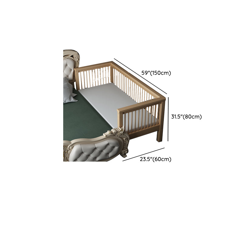 Tall Clearance Toddler Bed Natural Solid Wood Kids Bed with Detachable Guardrails