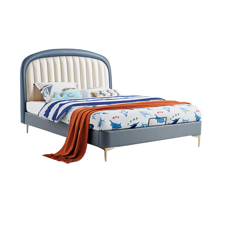 Modern Leather Standard Bed Upholstered Headboard No Theme Kids Bed