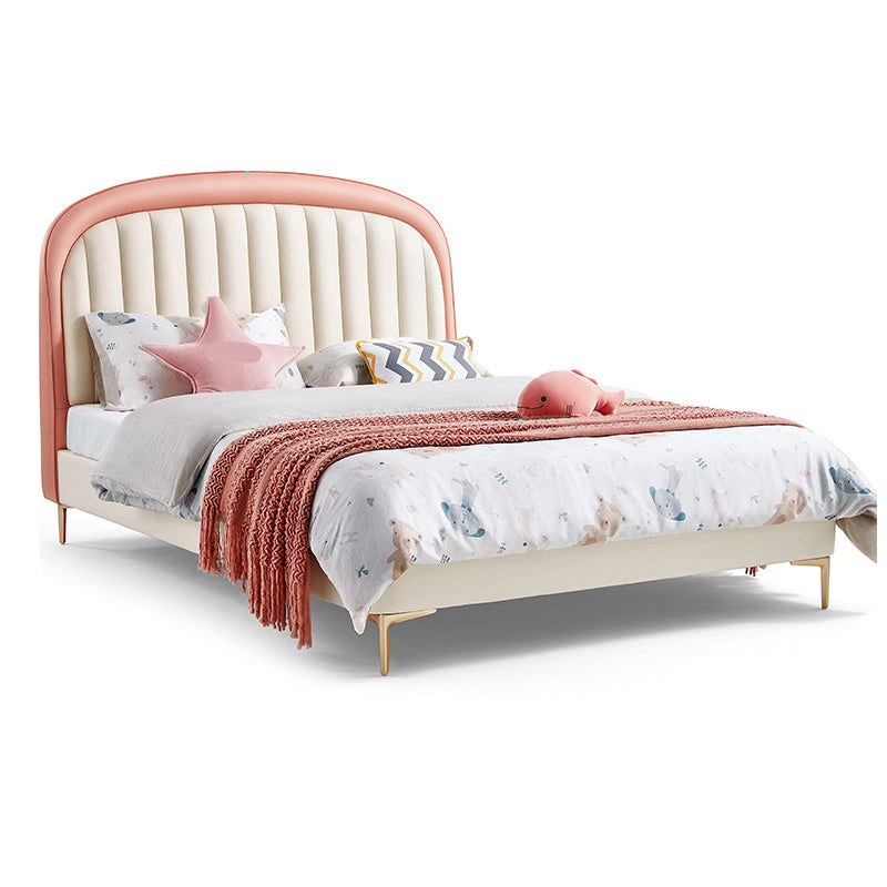 Modern Leather Standard Bed Upholstered Headboard No Theme Kids Bed