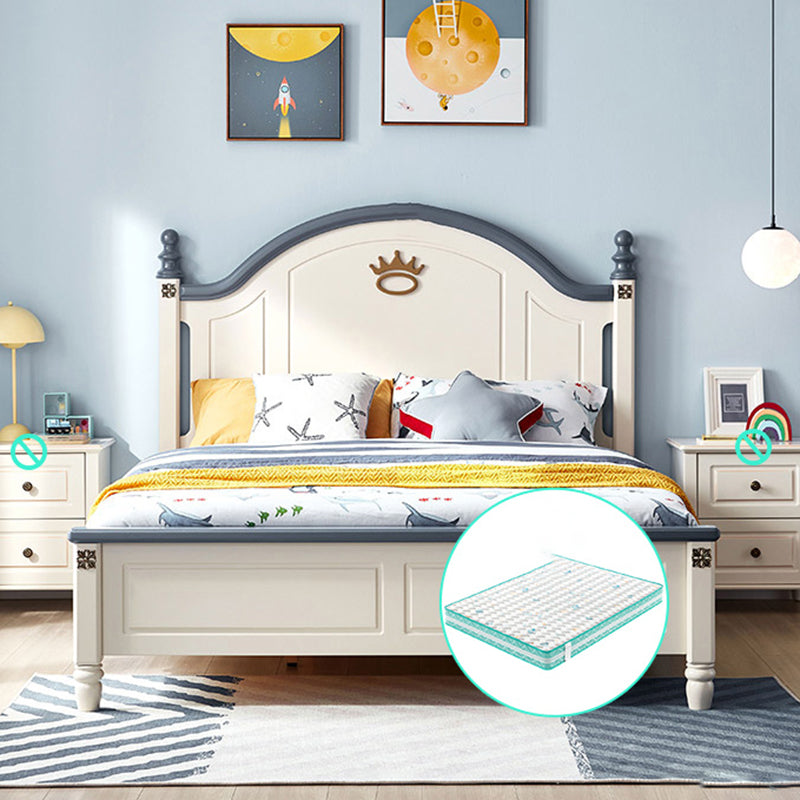 Panel Headboard Kids Bed Solid Wood Standard Bed with Mattress