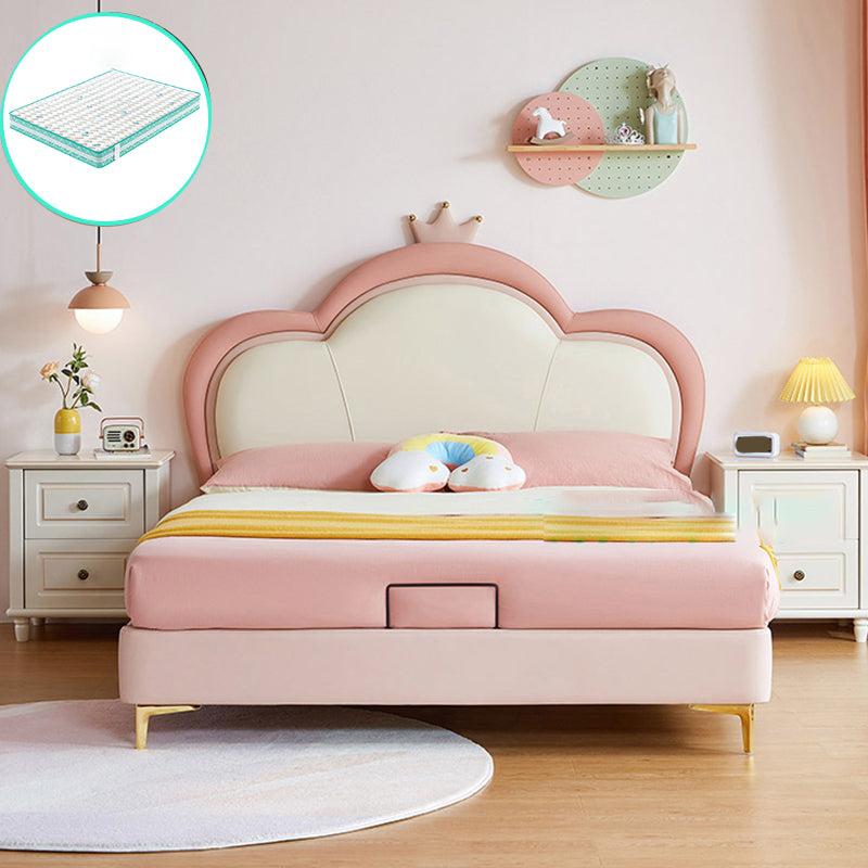 Panel Headboard Standard Bed Modern Princess Leather Kids Bed