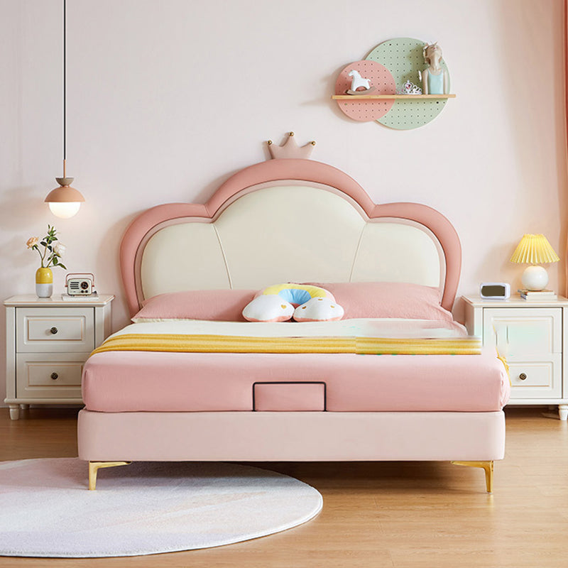 Panel Headboard Standard Bed Modern Princess Leather Kids Bed