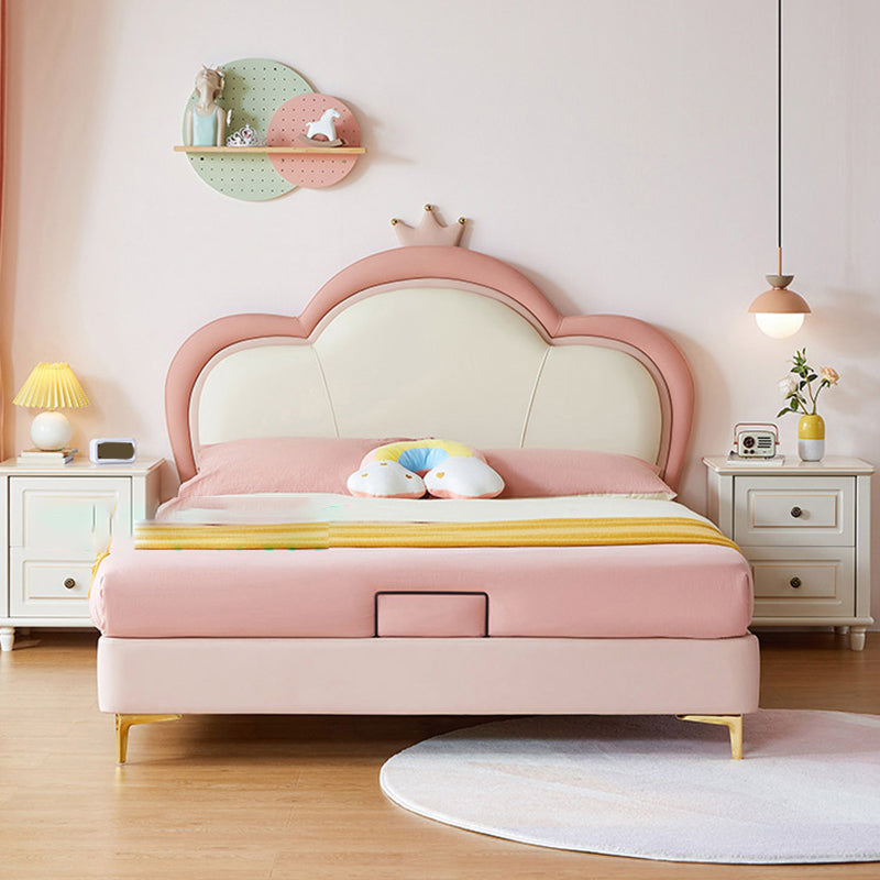 Panel Headboard Standard Bed Modern Princess Leather Kids Bed