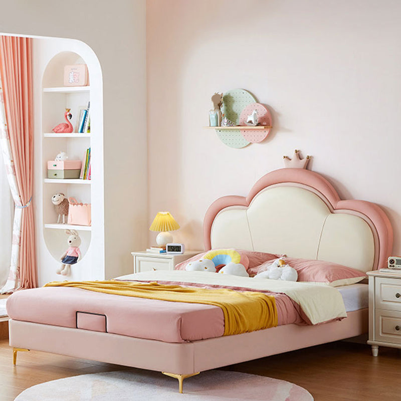 Panel Headboard Standard Bed Modern Princess Leather Kids Bed