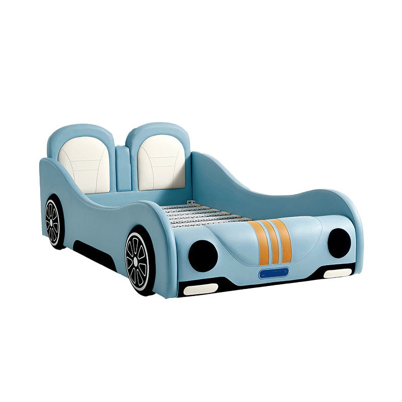 Leather Modern Cars Kids Bed Upholstered Headboard Panel Bed