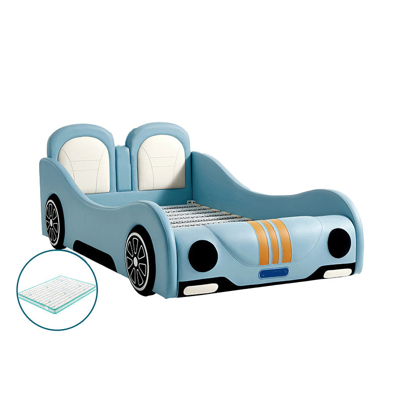 Leather Modern Cars Kids Bed Upholstered Headboard Panel Bed